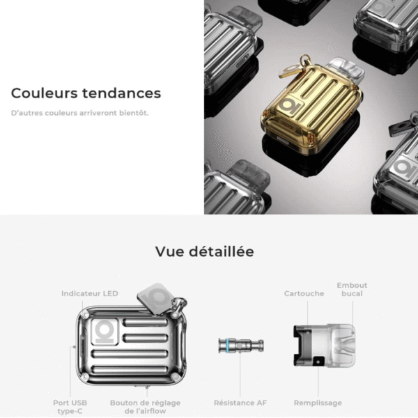 Aspire Riil X Pod Kit｜行李箱小煙主機 小巧便攜的金屬質感外型，猶如迷你行李箱般高級有型！ 兼具時尚外觀與穩定輸出，口感表現細膩穩定，不論是濃郁系或順口系都能完美駕馭。 電子煙 新手電子煙 電子煙主機 潮流商城